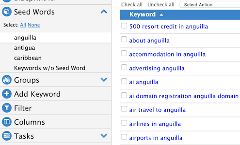 Anguilla only keywords