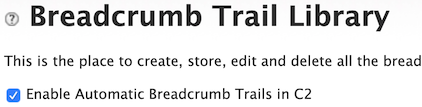 Checkbox to enable automatic breadcrumb trails on C2 pages