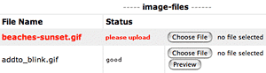 example of image upload screen